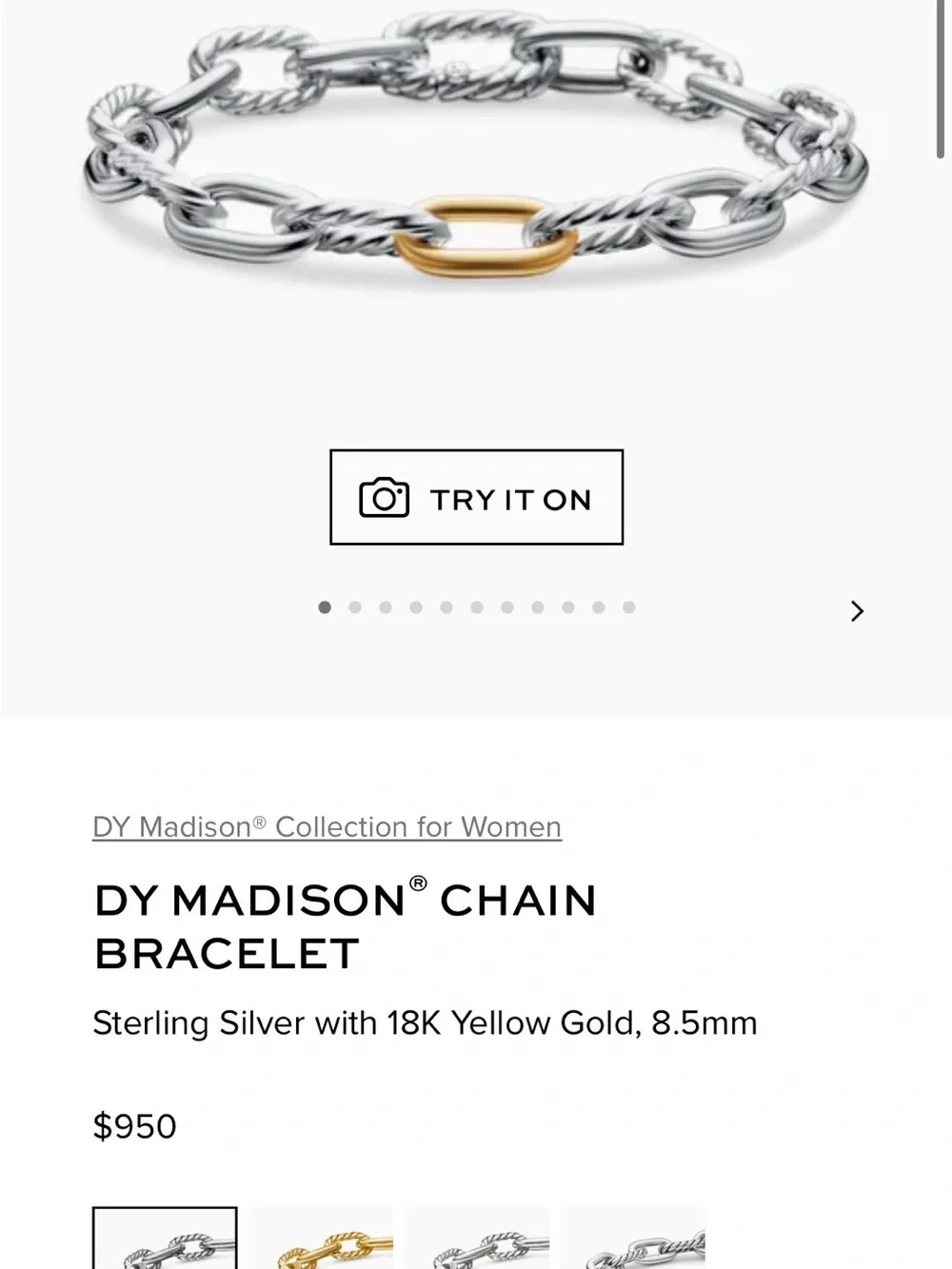 David Yurman 8.5 mm DY Madison Chain Bracelet
